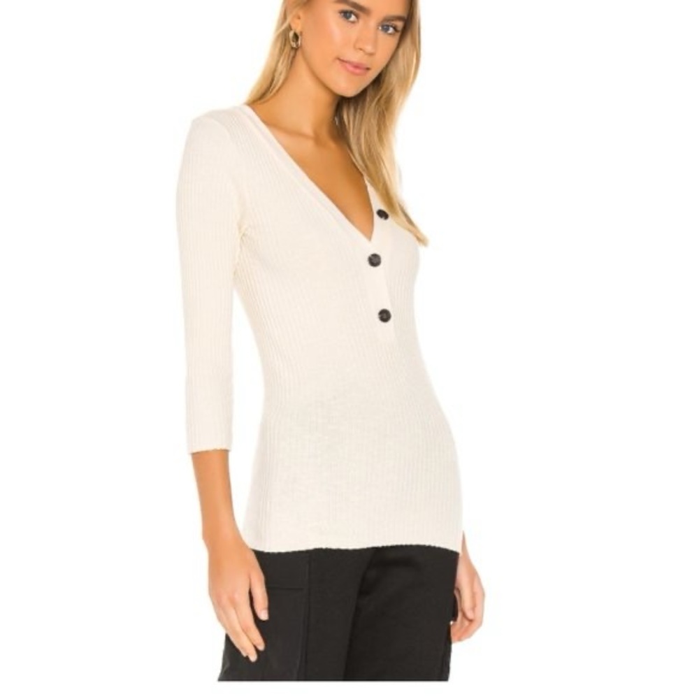 ENZA COSTA Military Rib Henley in S - Picture 5 of 5